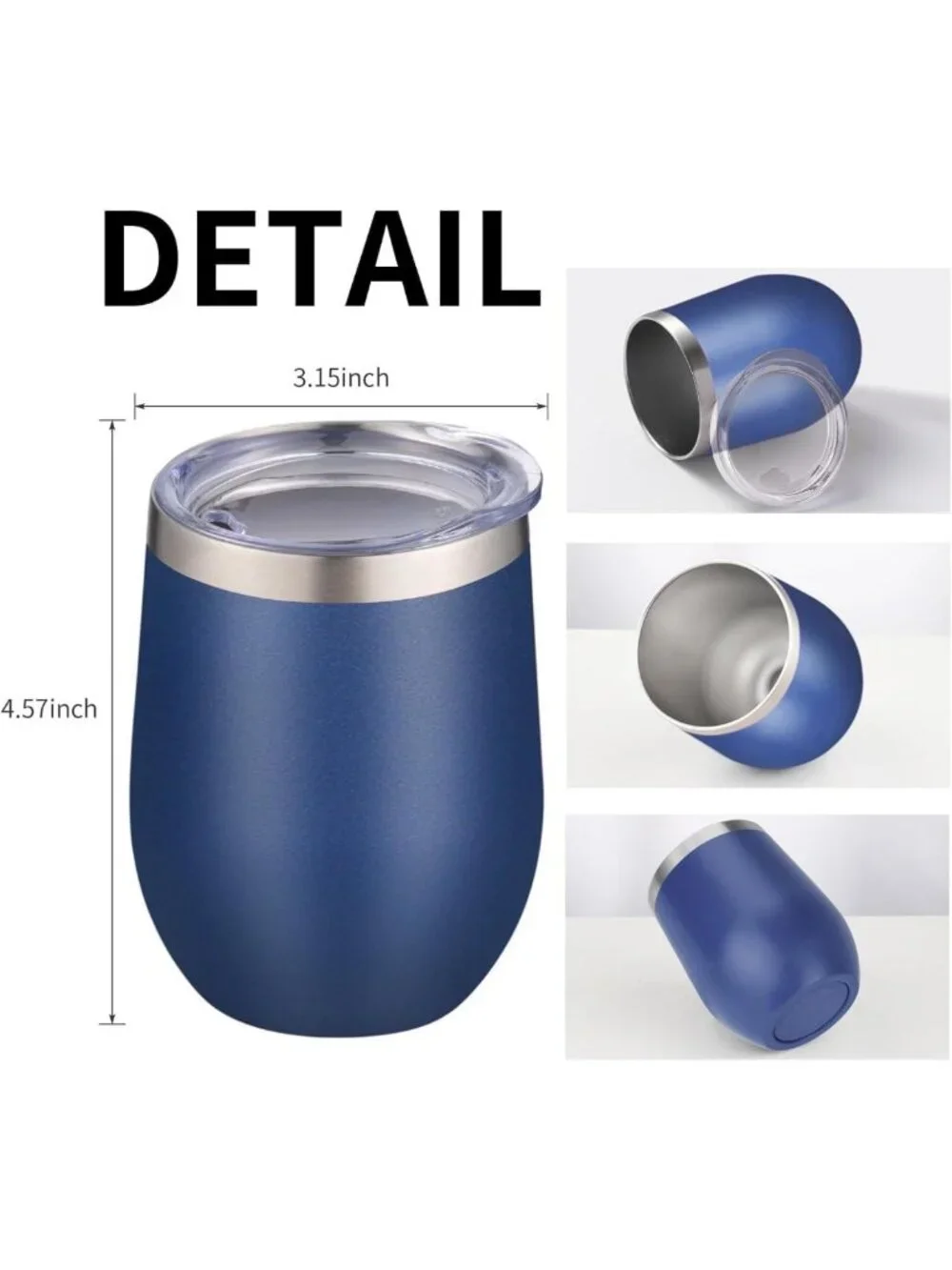 12oz Stemless Wine Tumblers - Double Wall Insulated Travel Glasses for Hot